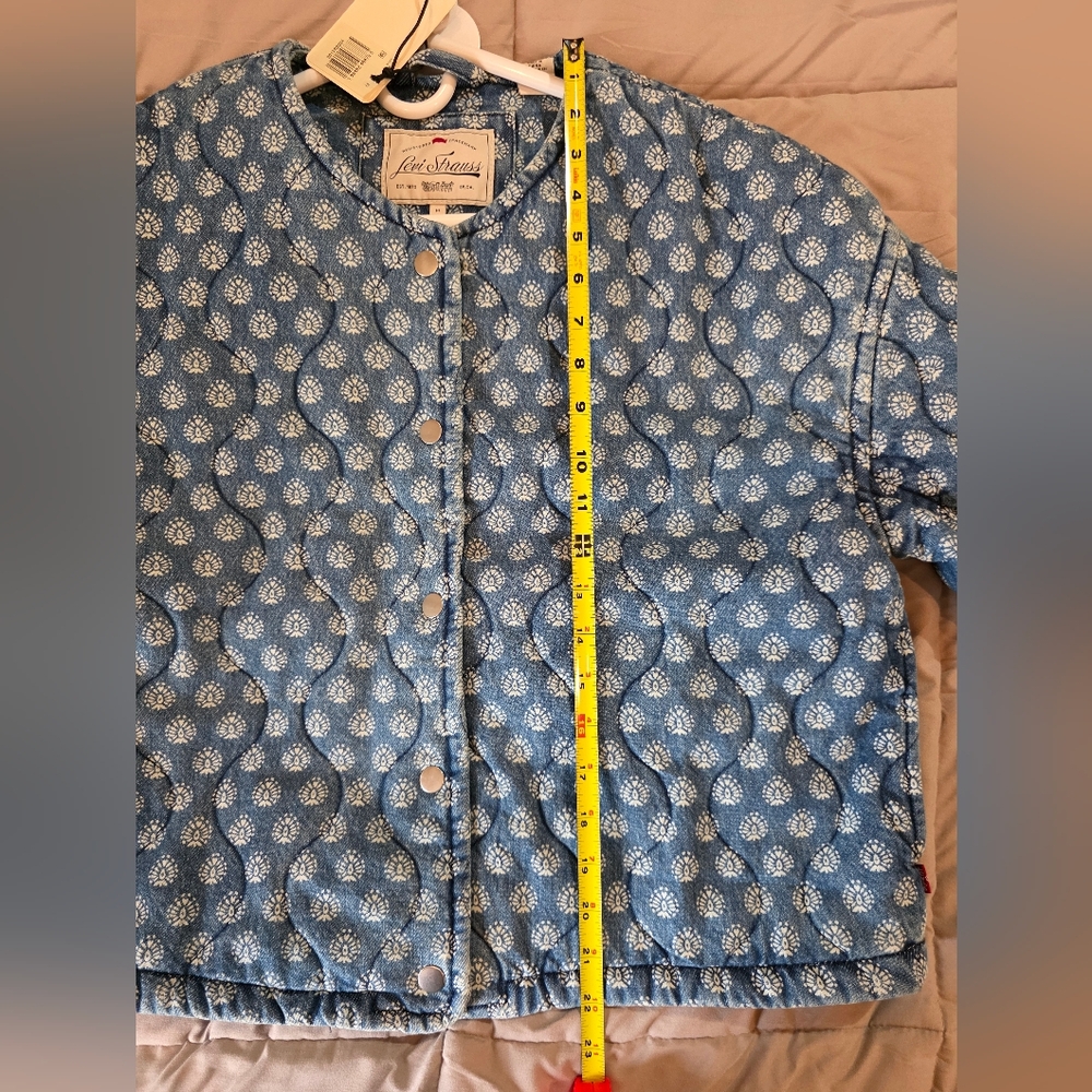 Levi's Premium Blue Quilted Floral-Print Jacket SizeL NWT - Picture 13 of 16